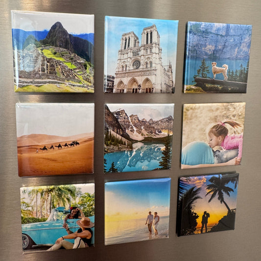 9 custom Photo Magnets (Square 2 X 2)